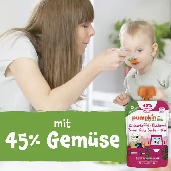 Bio Quetschie mit Süßkartoffel, Blaubeere, Birne, Rote Beete & Hafer