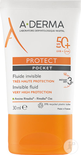 A-Derma Protect Pocket Fluide Invisible  IP50+ Très Haute Protection Solaire 30ml
