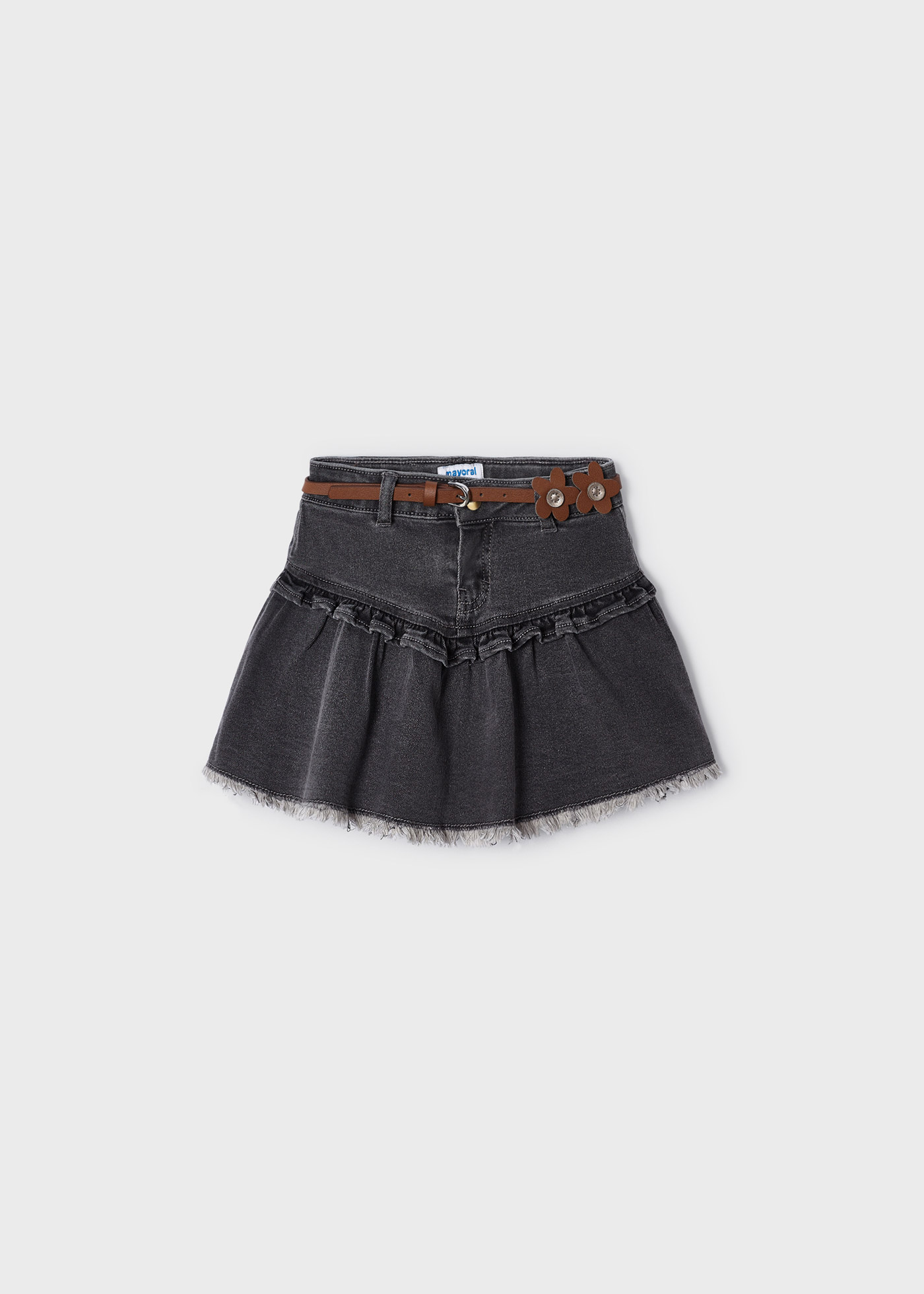 Saia jeans com cinto para meninas