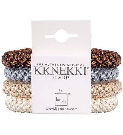 Kknekki Elastikker - 4-pak - Beige/Bl?/Brun/Glimmer