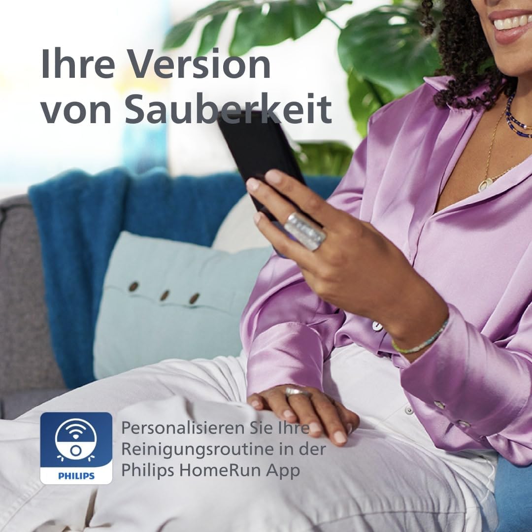 Philips Homerun Serie 2000 2. Gen: 2-in-1 Saug- und Wischroboter mit Absaugstation, 6.000pa Saugkraft, 130 Minuten Laufzeit, Lasernavigation, Teppichboost, App-gesteuert, Arktikweiß (XU2100/25)
