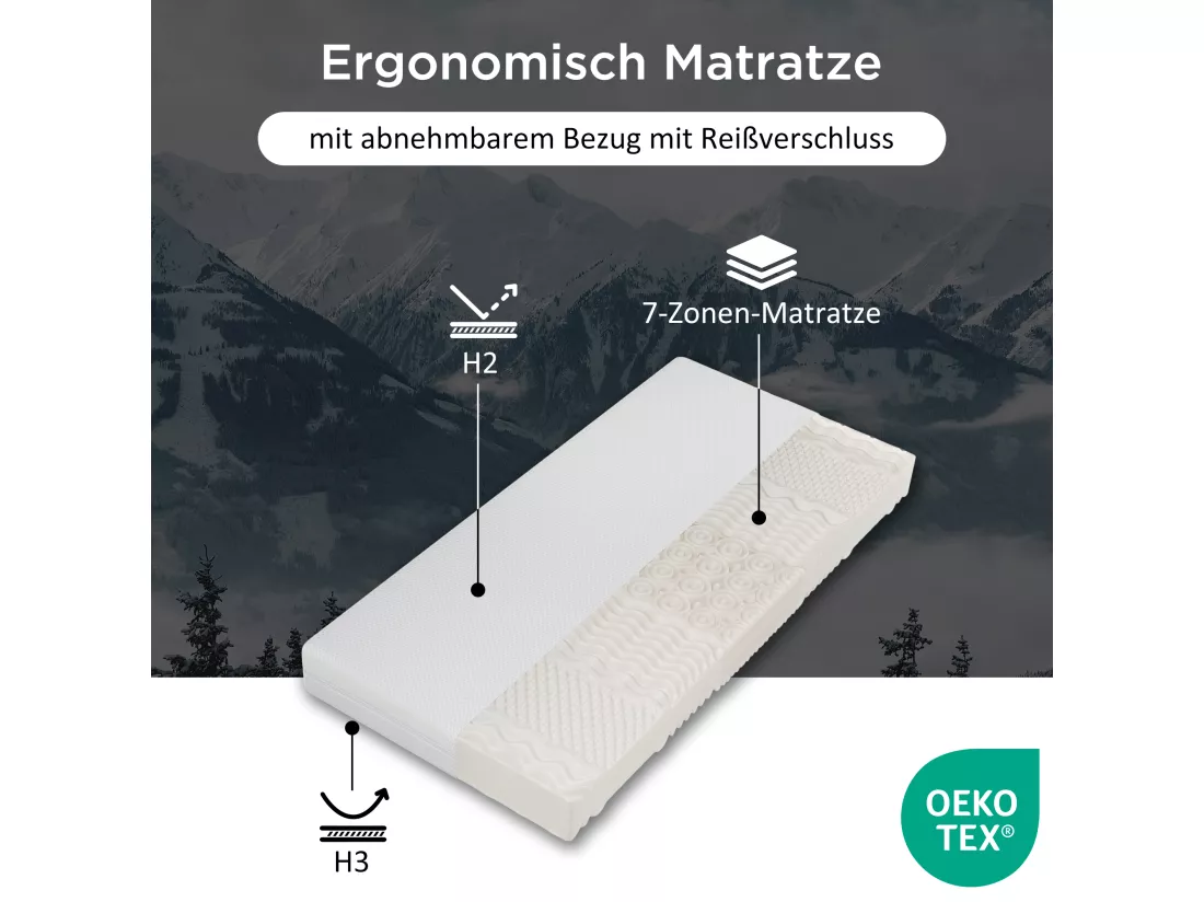 Matelas 90 x 200 cm mousse 7 zones de confort ép.20cm - Merax