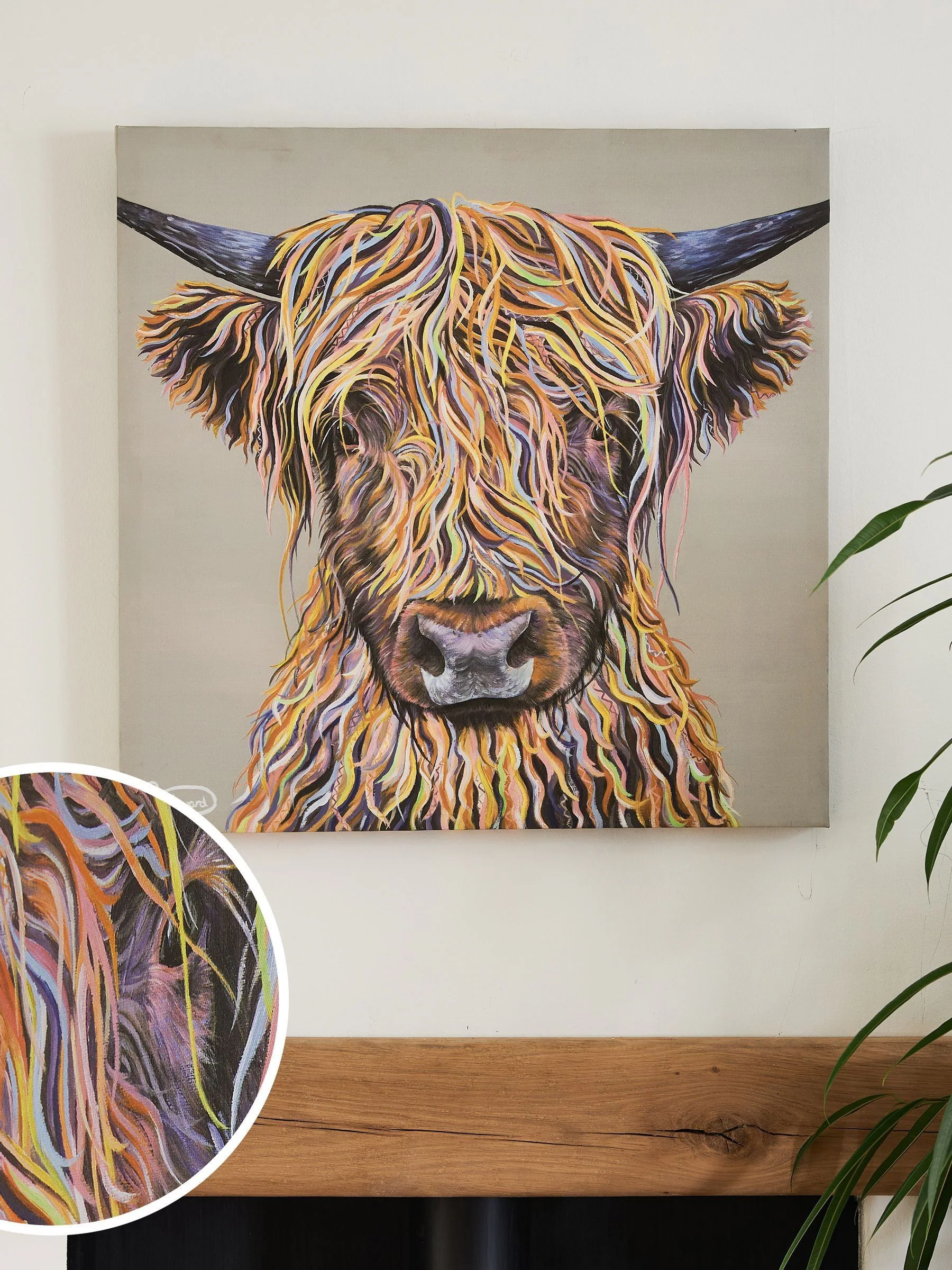 Artist Collection Harry The Highland Cow by Emily Howard Medium Canvas Wall Art