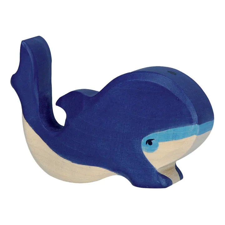 Holztiger Figurine en bois petite baleine | Bleu
