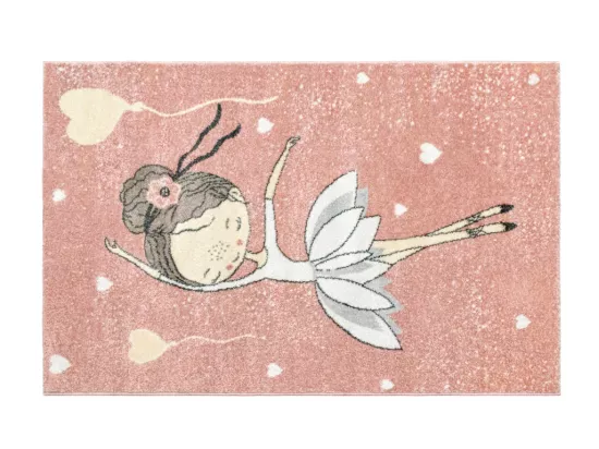 Tapis enfant - 100 x 150 cm - rose et beige - BALLERINA