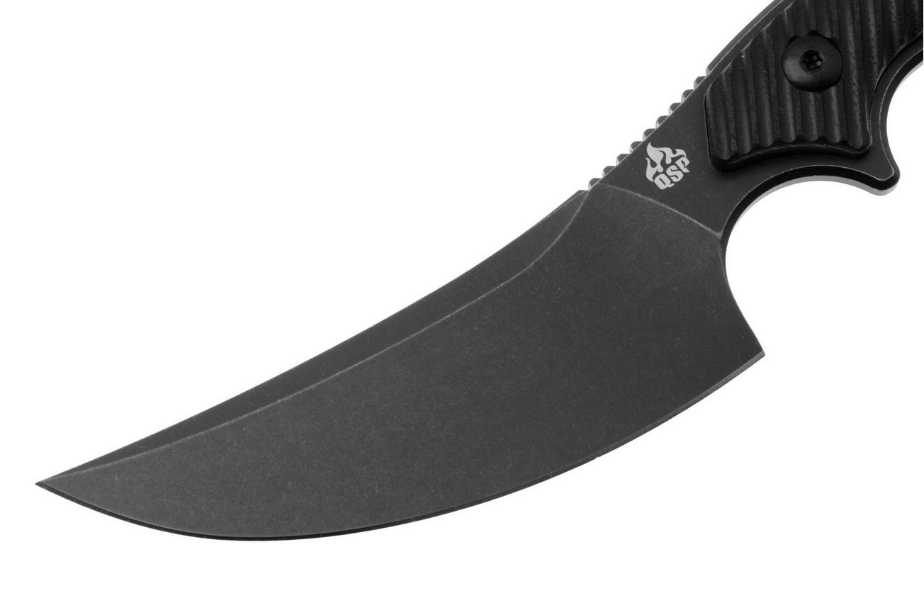 QSP Knife Viper QS166-A2 Blackwashed 10Cr15MoV, Black G10, vaststaand mes