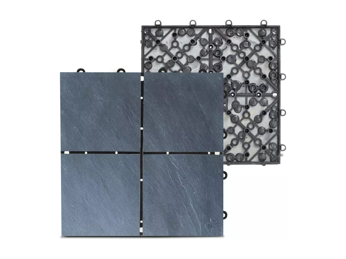 Lot de 48 dalles clipsables en pierre noir