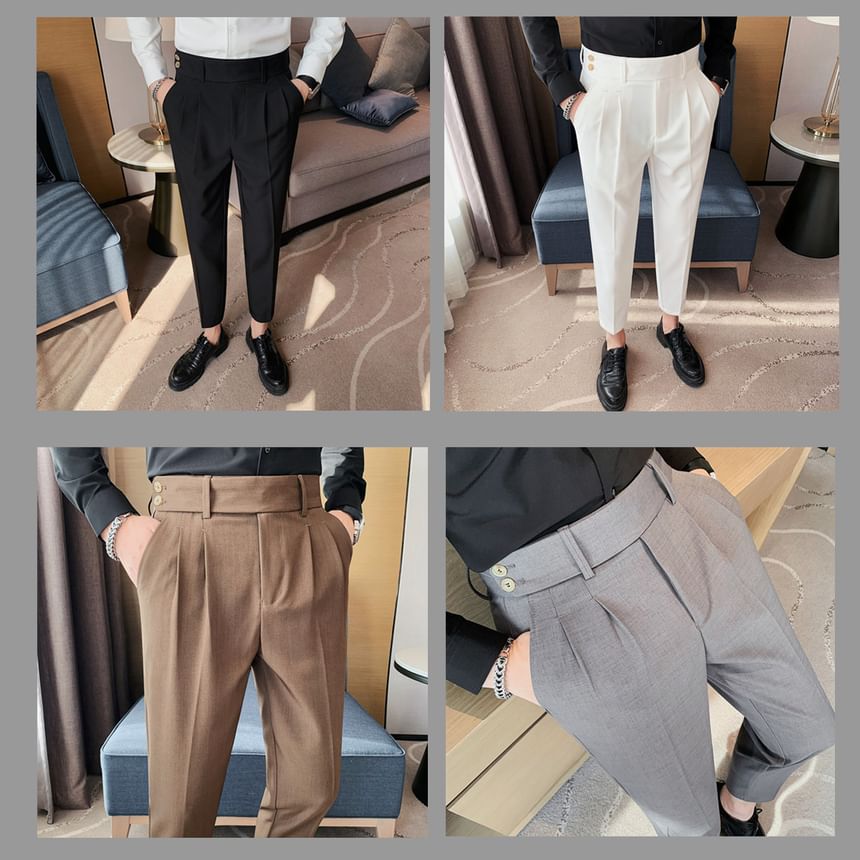 Blueforce - Mid Rise Plain Cropped Tapered Dress Pants