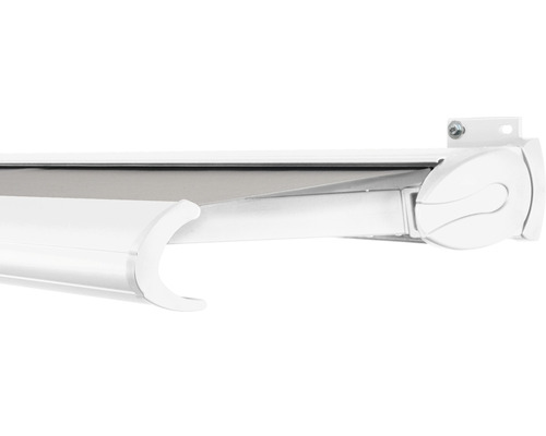 SOLUNA cassettescherm Exclusiv 2x1,5 doekdesign 320923 frame RAL 9010 verkeerswit aandrijving rechts incl. motor en wandschakelaar