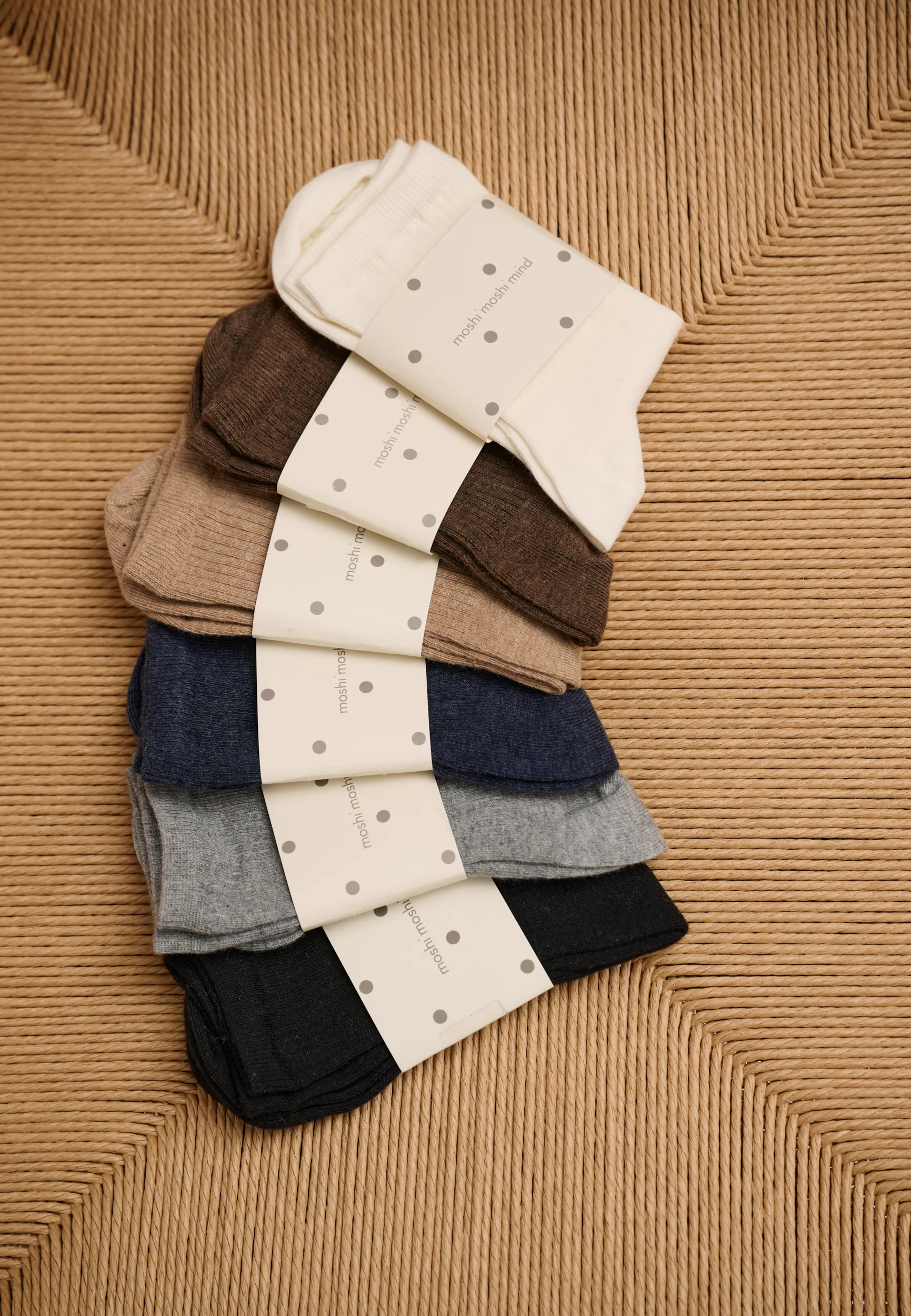 Moshi Moshi Mind  Story Rib ankelstrømper - Navy Melange