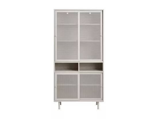 Kiso - Vaisselier 4 portes, 2 niches en métal H180cm - Grège