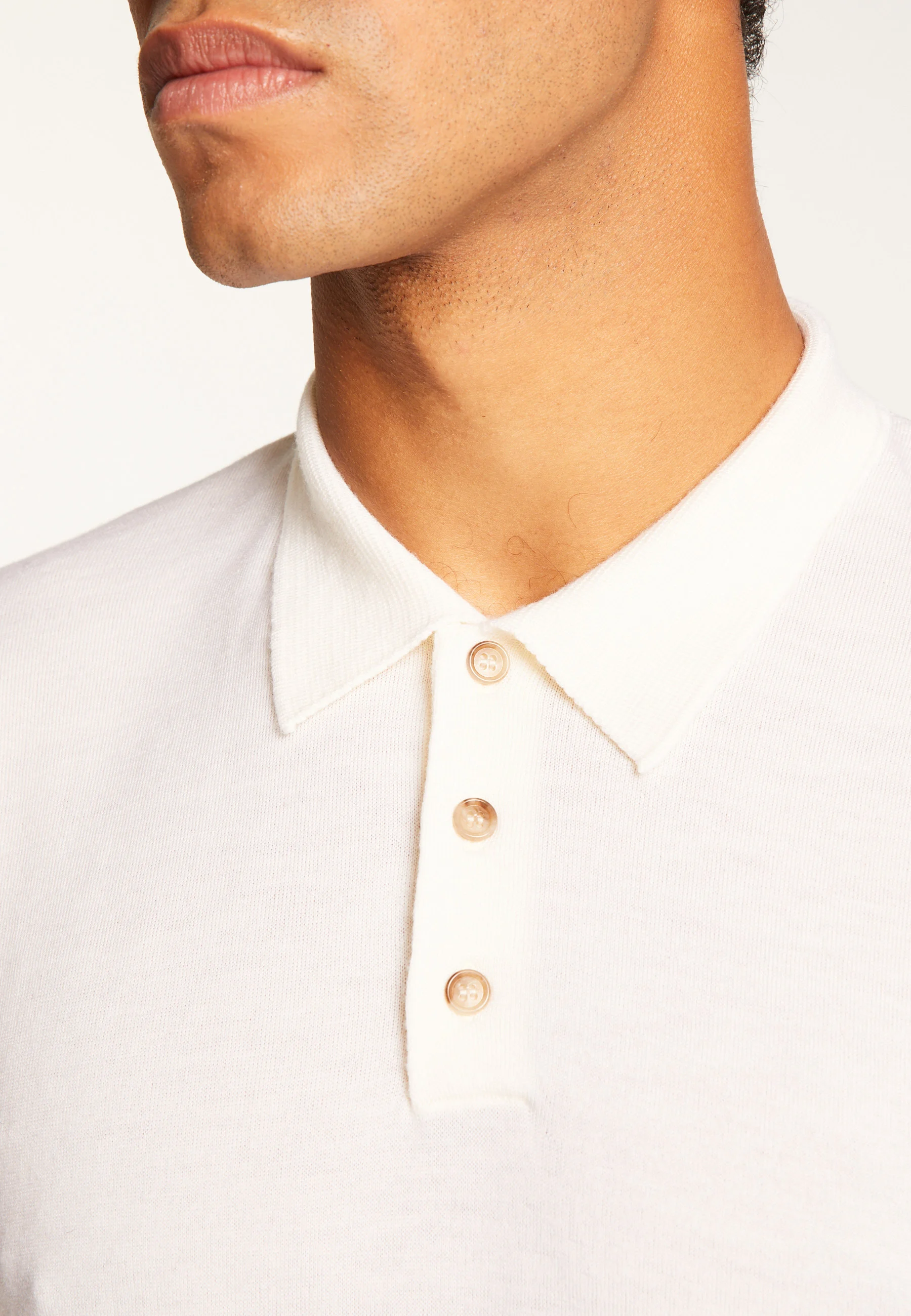 ENIAH24 - Pull col polo en laine mérinos | Blanc