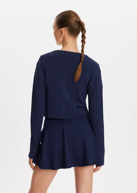 Vest met lijn structuur blauw (BLW.D)