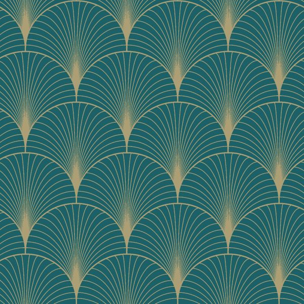 Estahome Art Deco Motief Behang II - 0,53 x 10,05 m - Roze / Roségoud