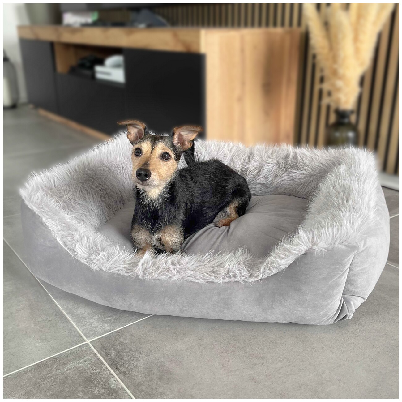 Wallace & Jones Hundebett MAYFAIR silber/ grau S