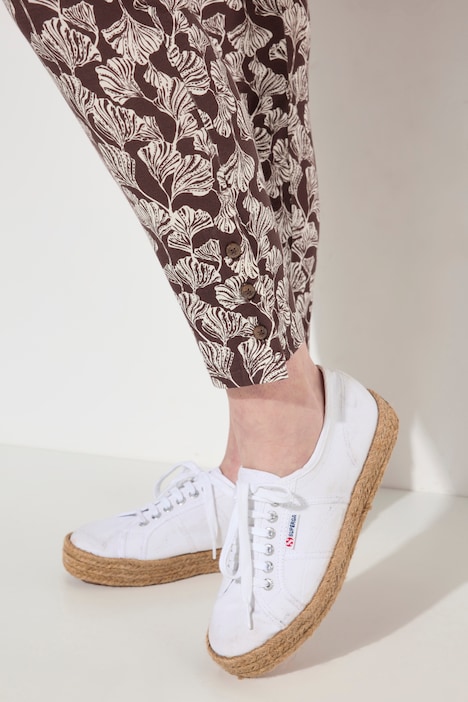 Leggings, Blätter, Zierknöpfe, Biobaumwolle