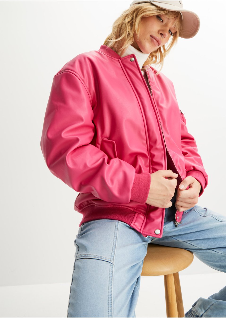 Veste biker PU oversize