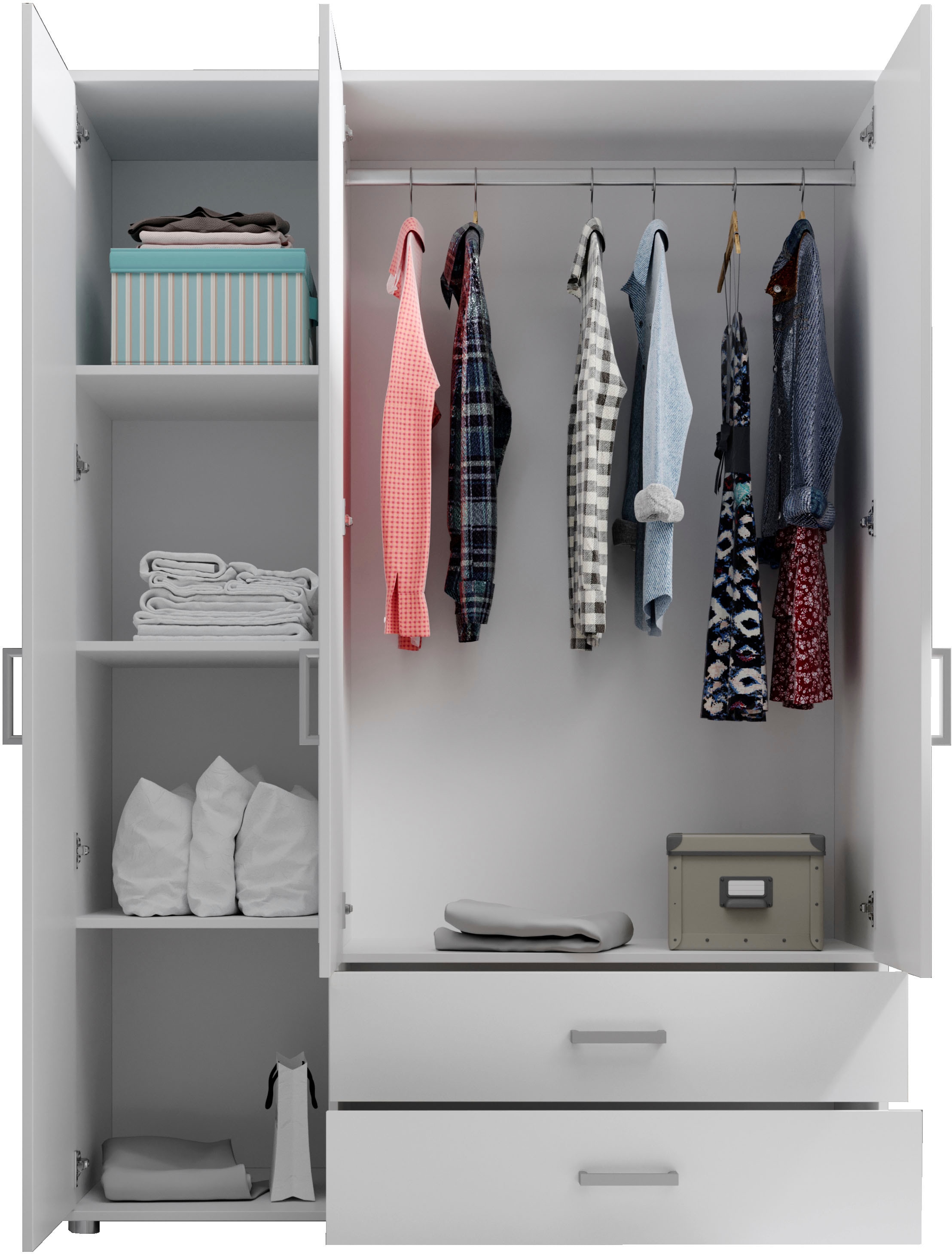 Schlafkontor Drehtürenschrank »Ivar Kleiderschrank mit Spiegel« inklusive 2 Spiegeltüren und 2 farblich abgesetzten Schubkästen