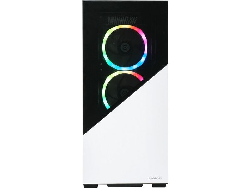 Enermax PC-Gehäuse ENERMAXK8 Schwarz/Weiss Gaming-Mid-Tower mit ausgezeichneter Luftversorgung
