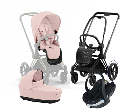 Cybex e-Priam Duovogn inkl. BeSafe iZi Go Modular X2, Peach Pink/Matt Black