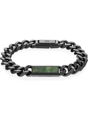 Pulseira com logotipo em jade banhado a íons pretos