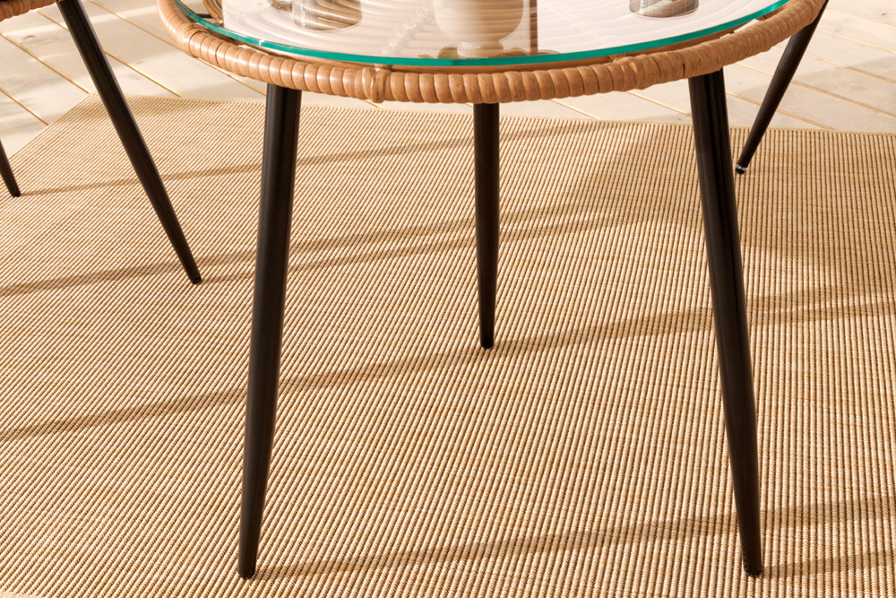 In- und Outdoor Bistro Balkon-Set PARIS braun Polyrattan Sitzgruppe wetterfest mit Tisch