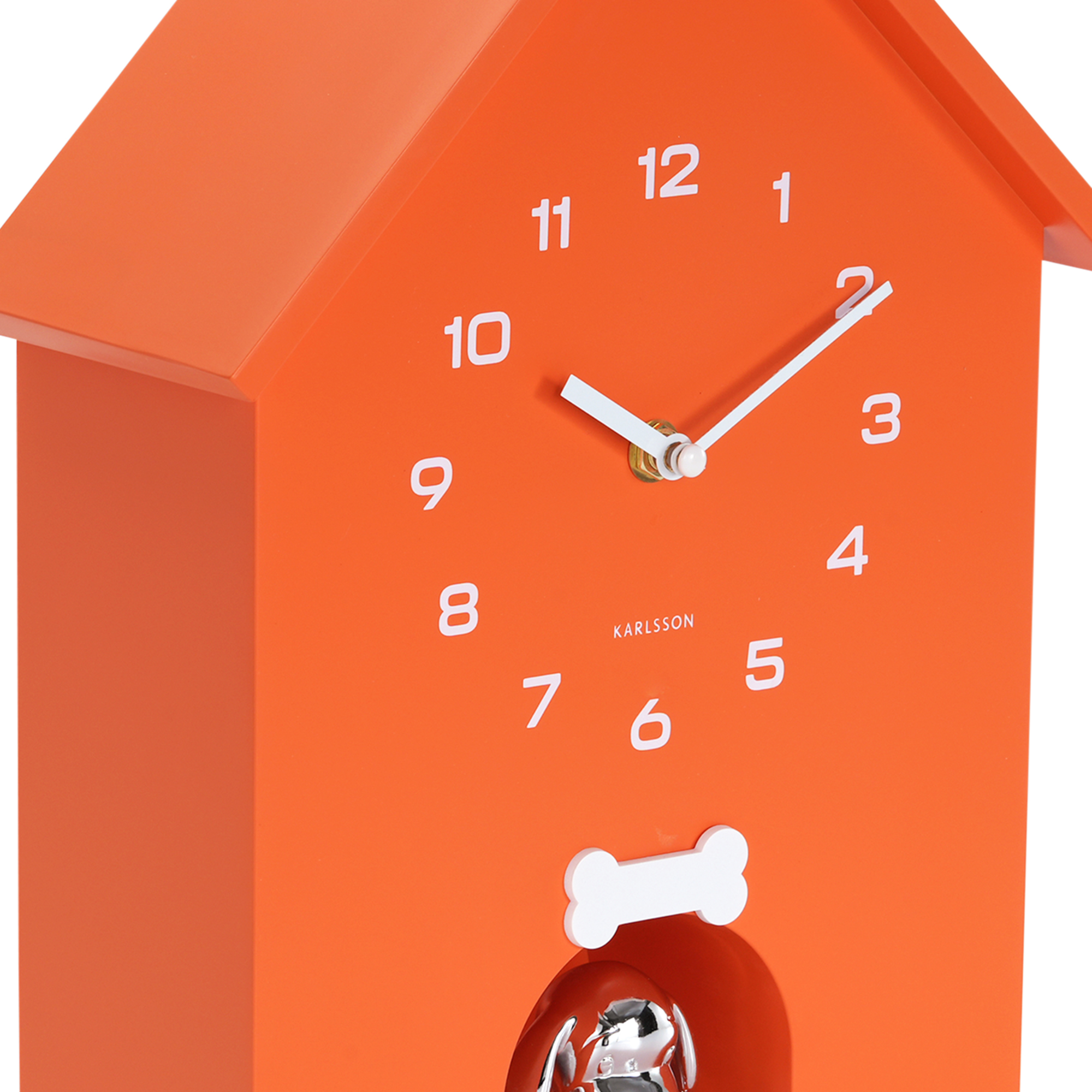 Wandklok Dog House Helderoranje