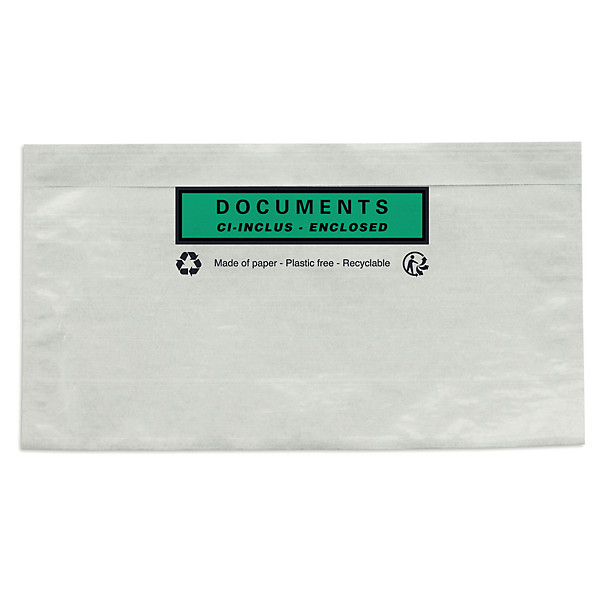 Pochettes porte documents 228 x 120 mm, lot de 1000