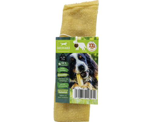 Hondensnack, langdurige kauwsnack, XXL kauwsnack op melkbasis, 1 stuk ca. 170 g, gebitsverzorging, stressverlichting voor honden vanaf 45 kg, kauwspeeltje, kaaskauwbot