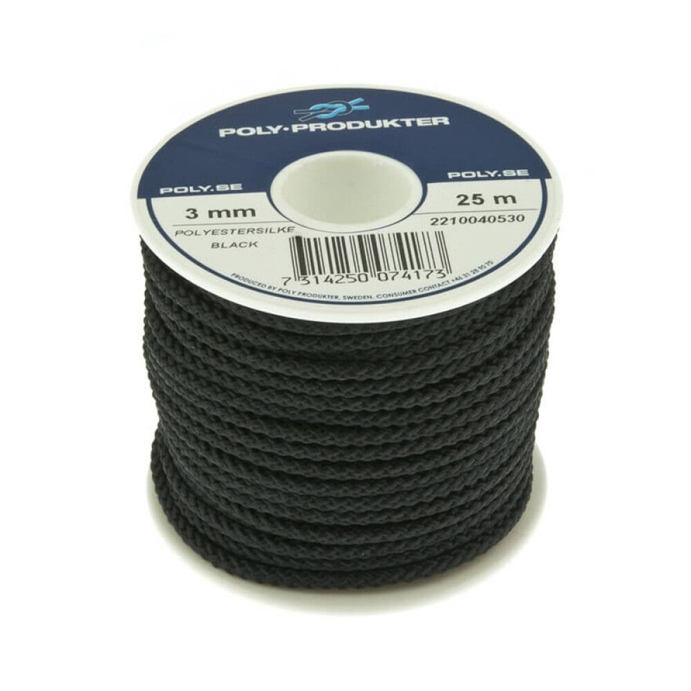 POLYESTERSILKELINE POLY-PRODUKTER Ø3MMX25M SVART