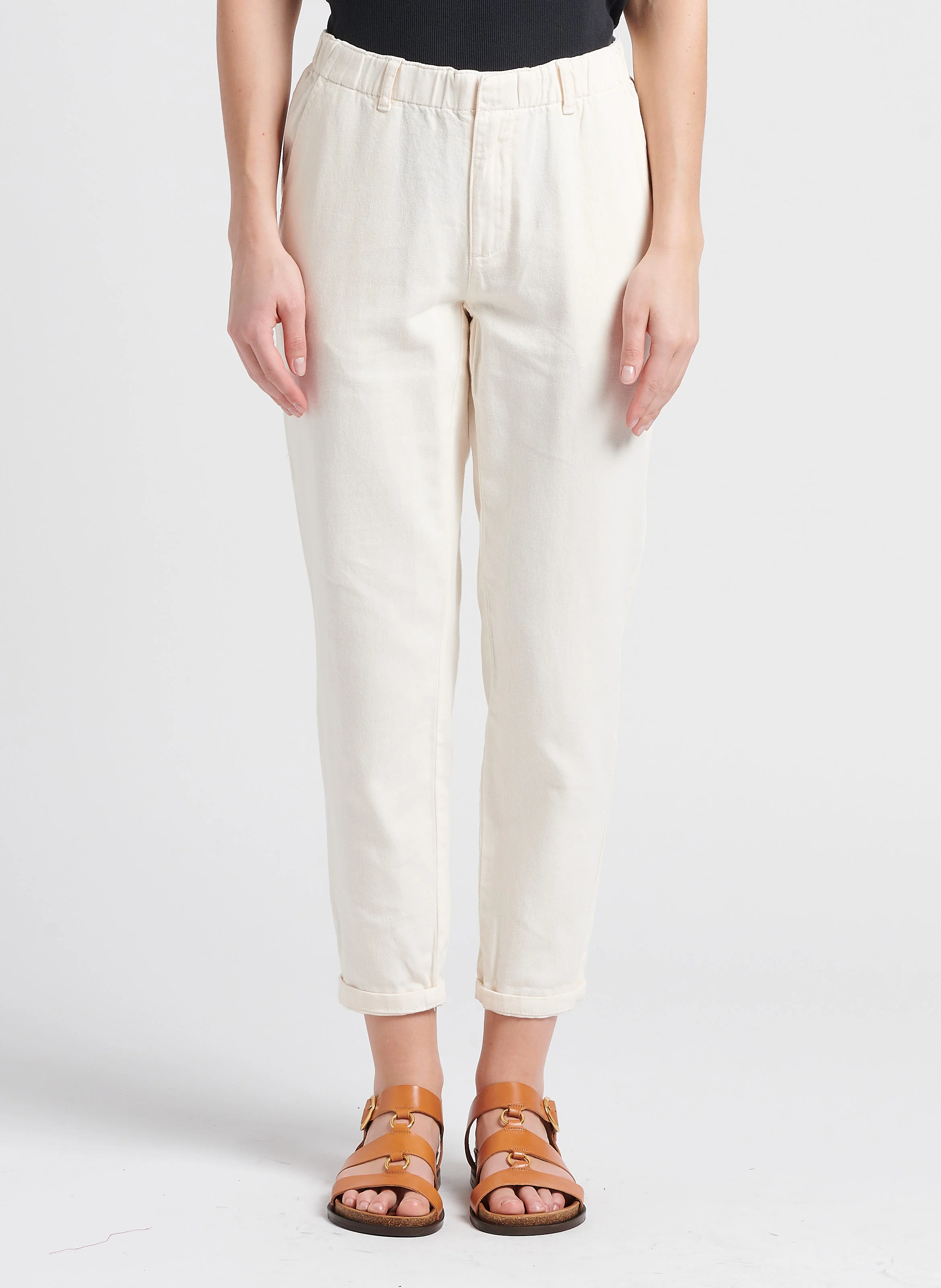 SABIL - Pantalon chino 7/8ème en coton| Beige
