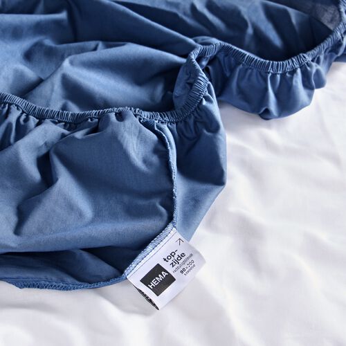 drap-housse coton doux 90x200 bleu