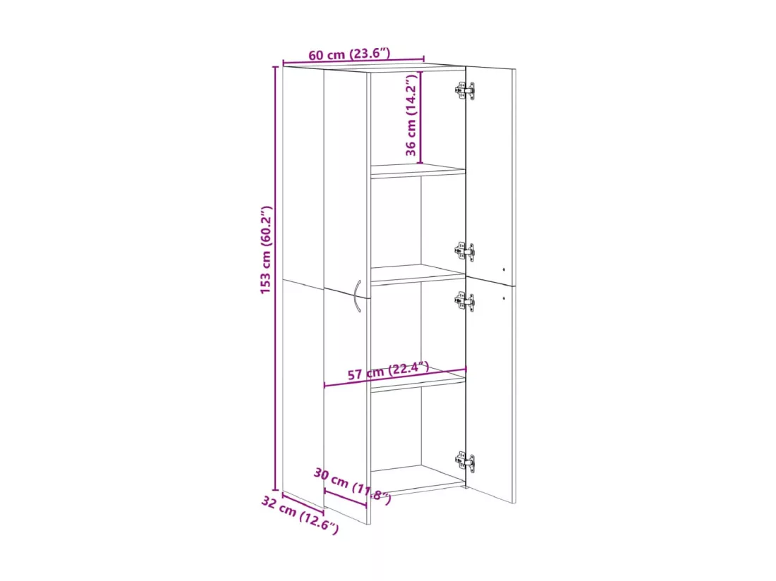 Armoire de classement chêne sonoma 60x32x153 cm bois ingénierie