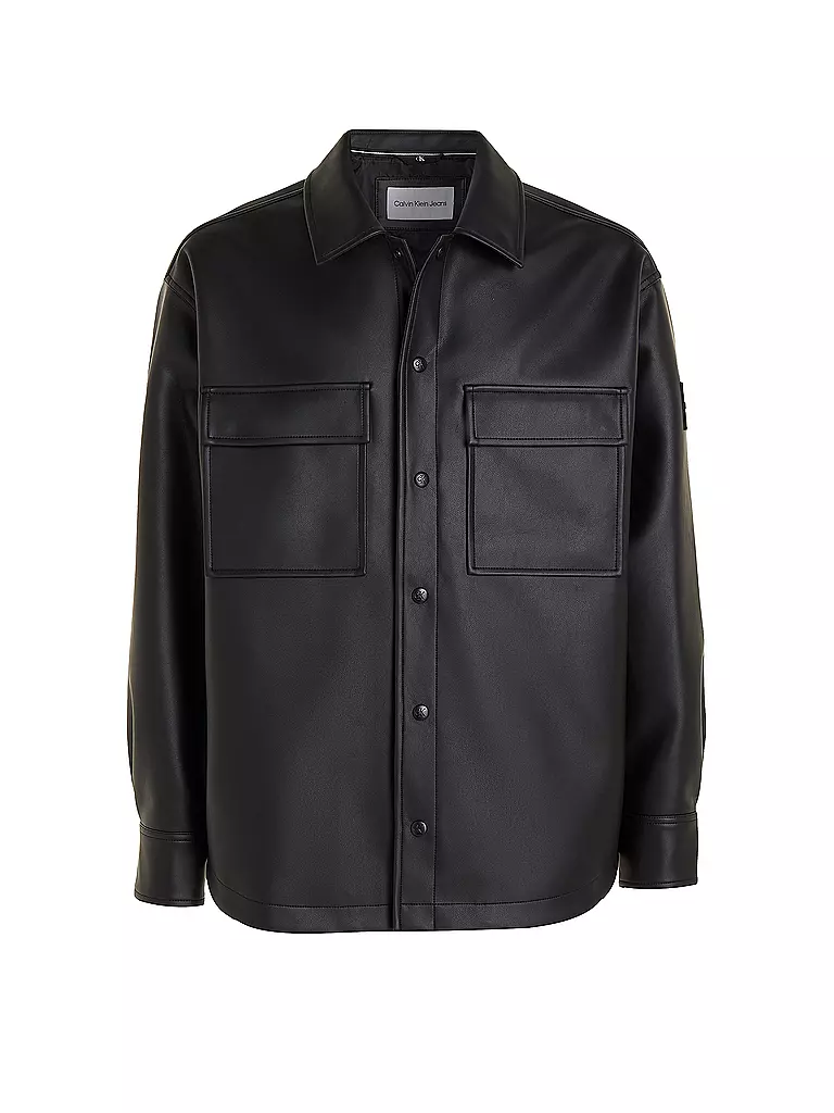 CALVIN KLEIN JEANS Overshirt in Lederoptik schwarz