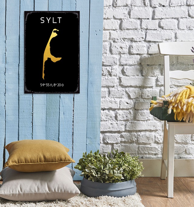 queence Metallbild »Insel« Meer | Schriftzug | Sprüche | Sprüche & Texte | Strand 1 Stk. tlg. Stahlschild, Blechschild, Sprüche, Texte, Fernweh, Sylt