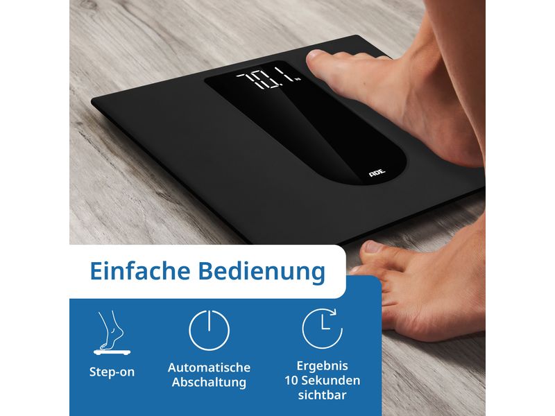 ADE Personenwaage Allegra Schwarz Digitale Körperwaage in modernem Design