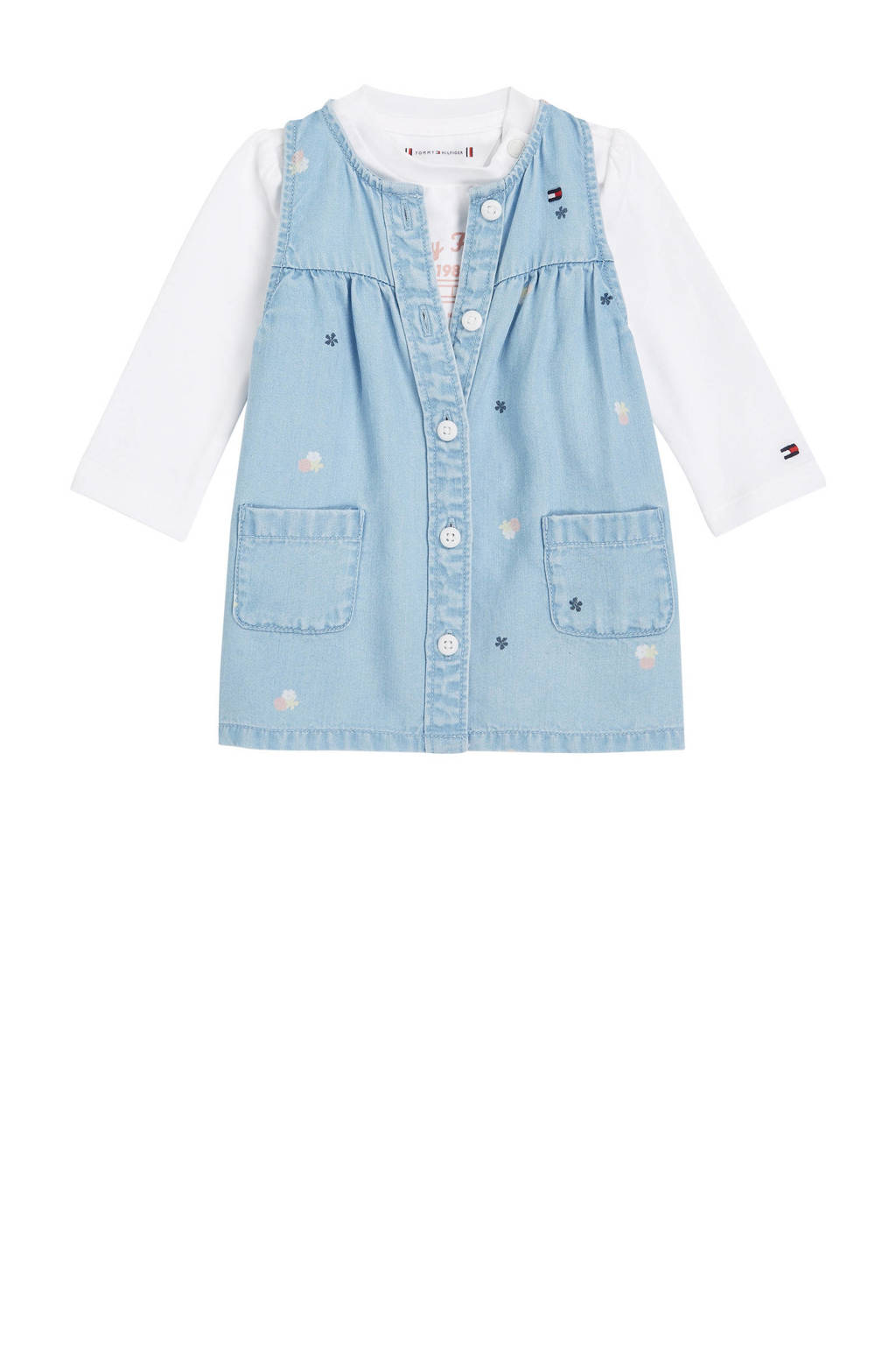 Tommy Hilfiger longsleeve + jurk denim light/wit