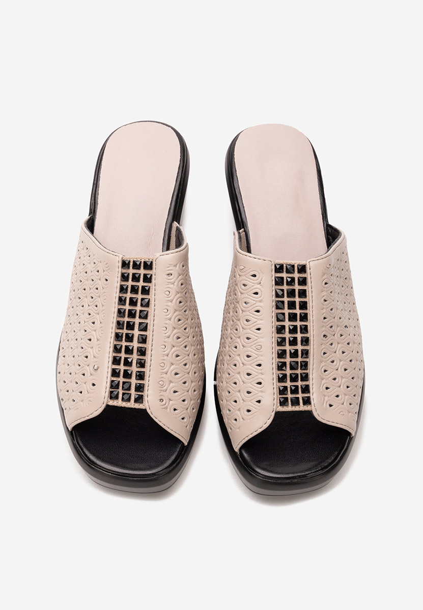 Mules compensées femme beige Zoia