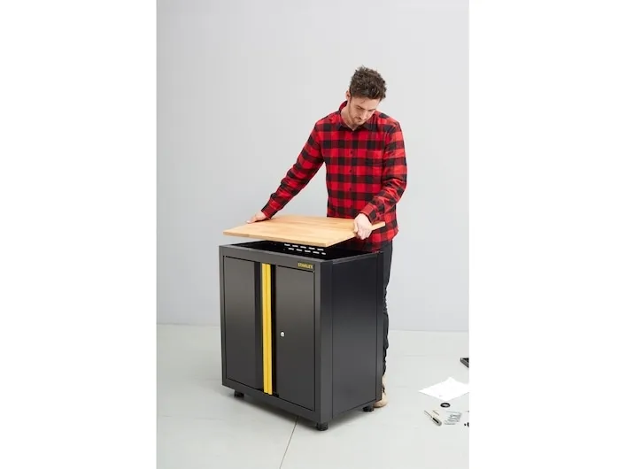 Stanley STST97595-1, Sort, Gul, 2 hylder, Gulvstående, Værktøjsopbevaring, 2 dør(e), Stål