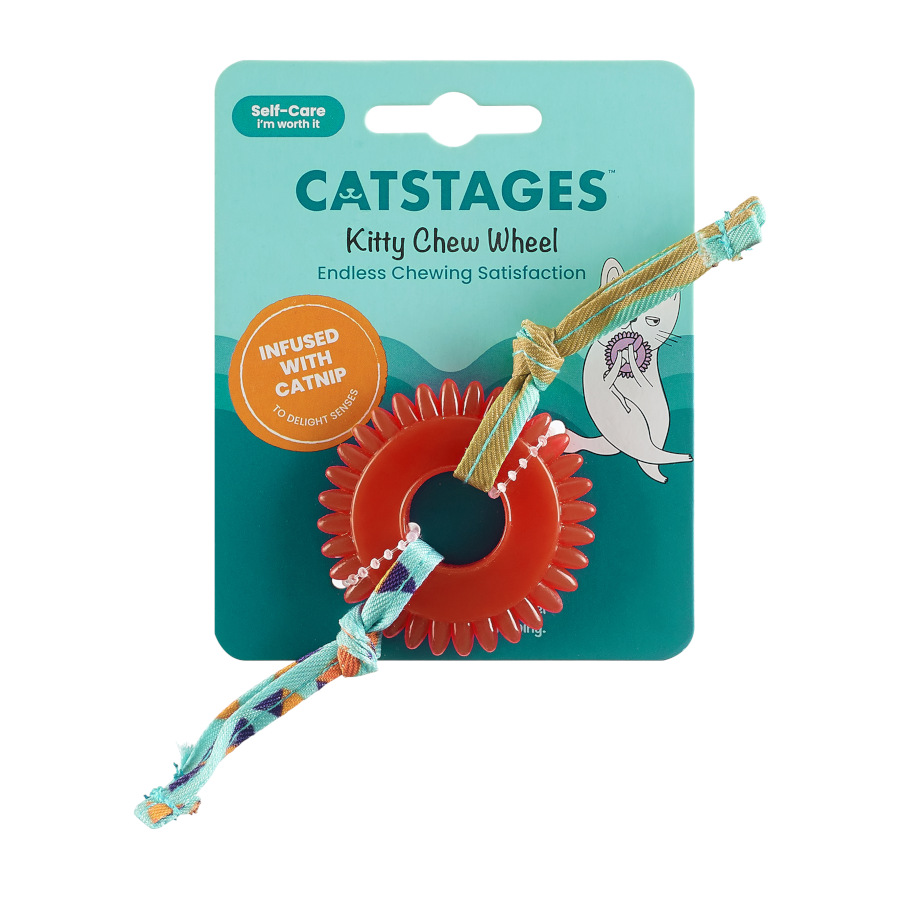 Mordedor para gatos Outward Hound Catstages Kitty Chew com roda vermelha