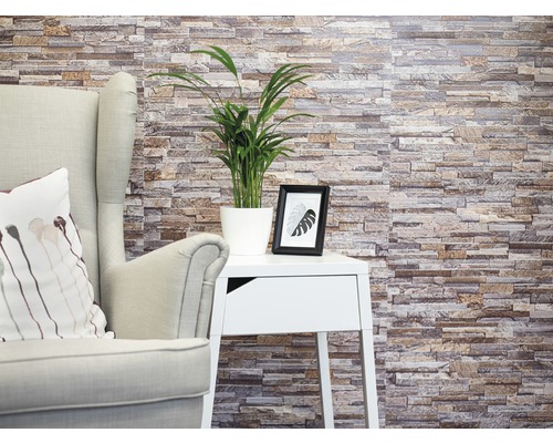 Wandbekleding PVC Keramiek Steenmuur zand 67,5 x 400 cm