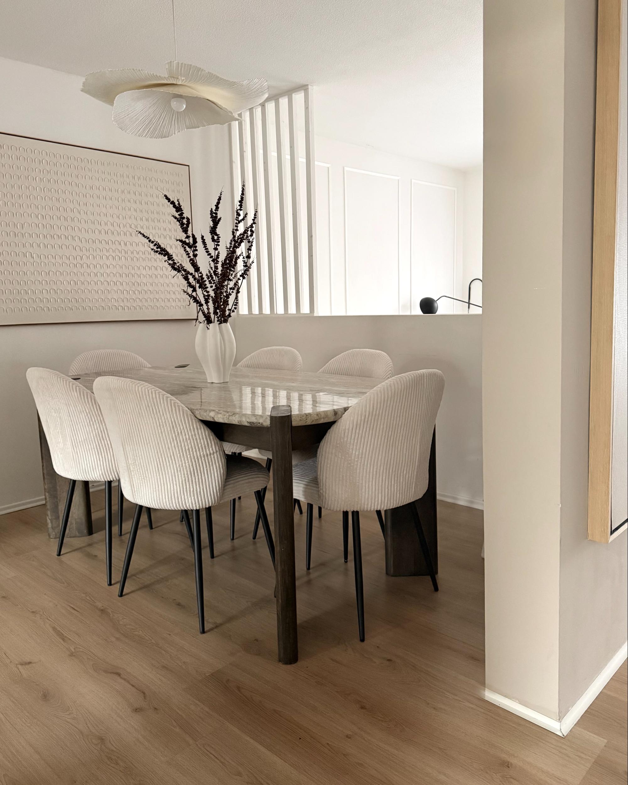 Set van 2 eetkamerstoelen ELOY Corduroy Gebroken wit