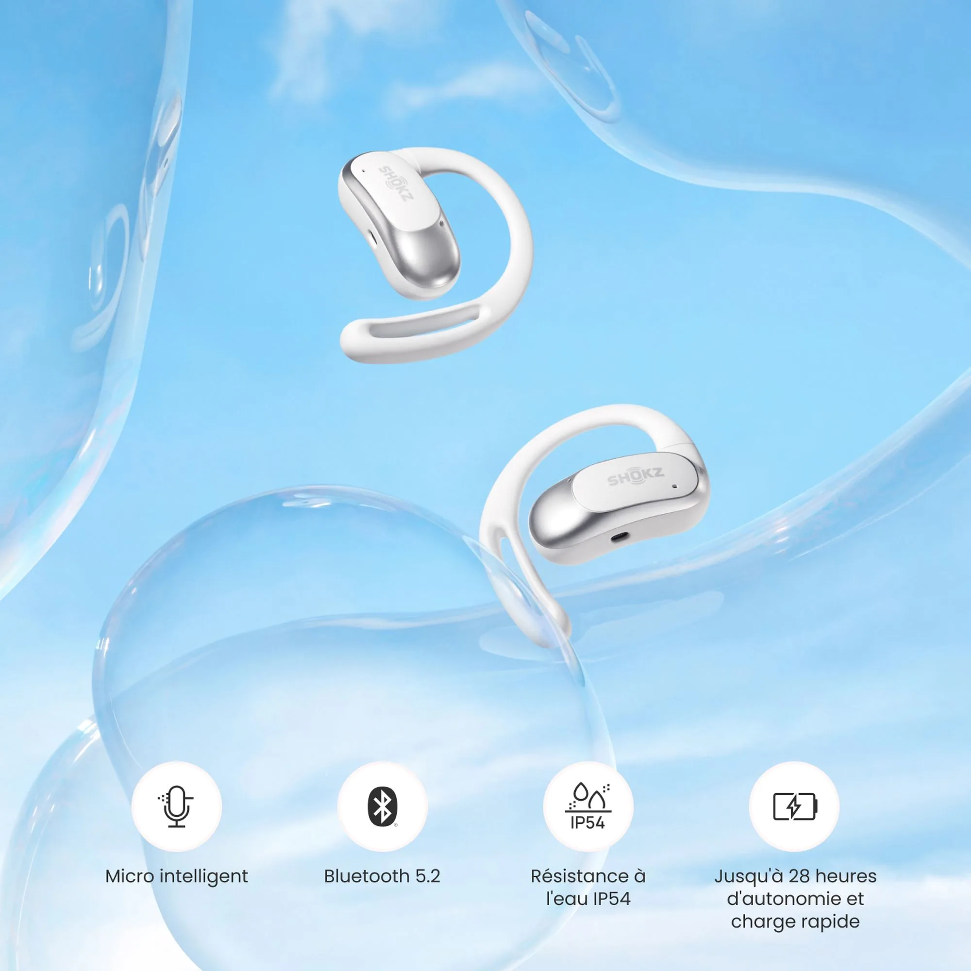 Shokz OpenFit Air Blanc Écouteurs True Wireless