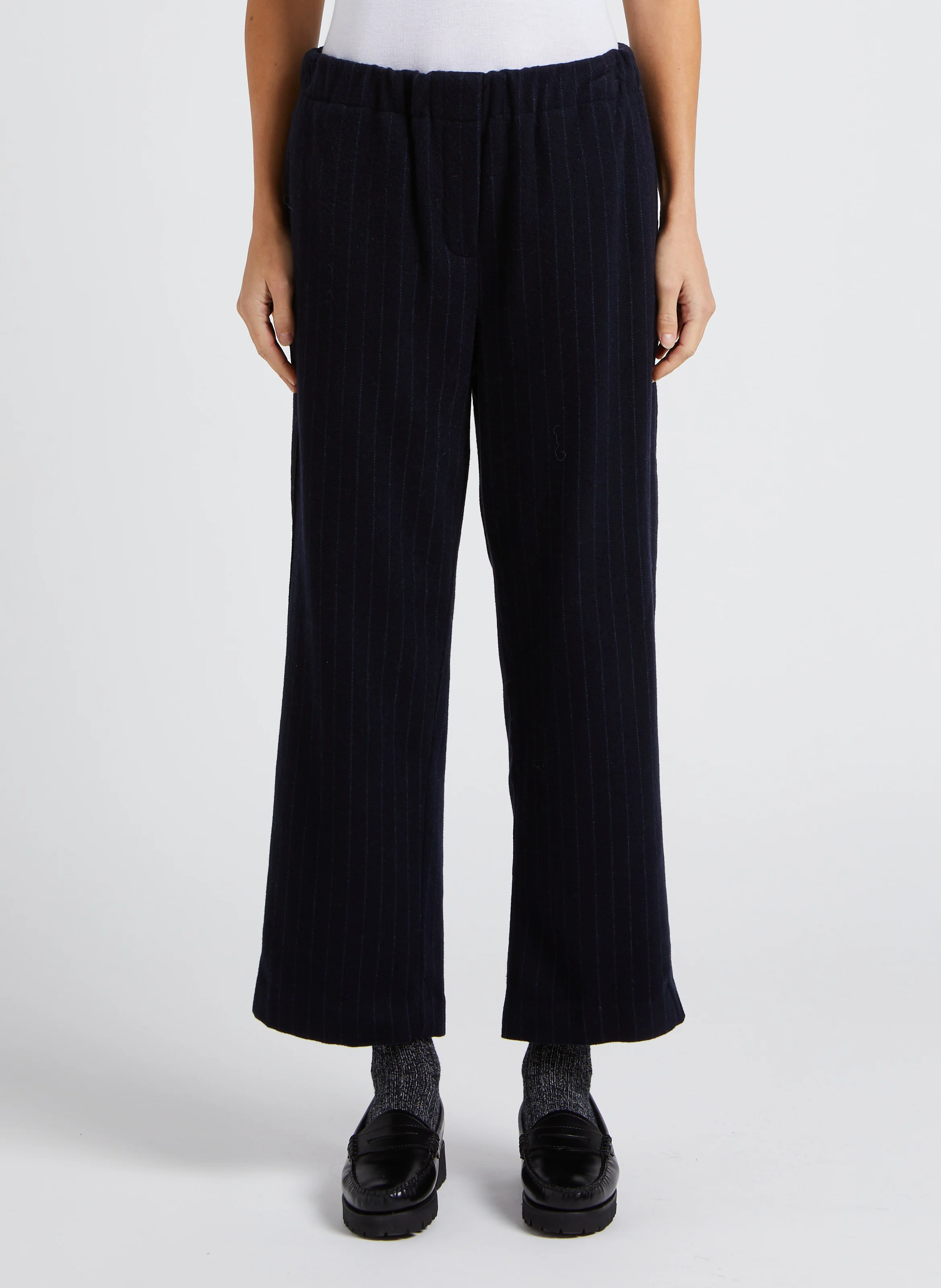 PENNY - Pantalon droit en laine mélangée | Bleu