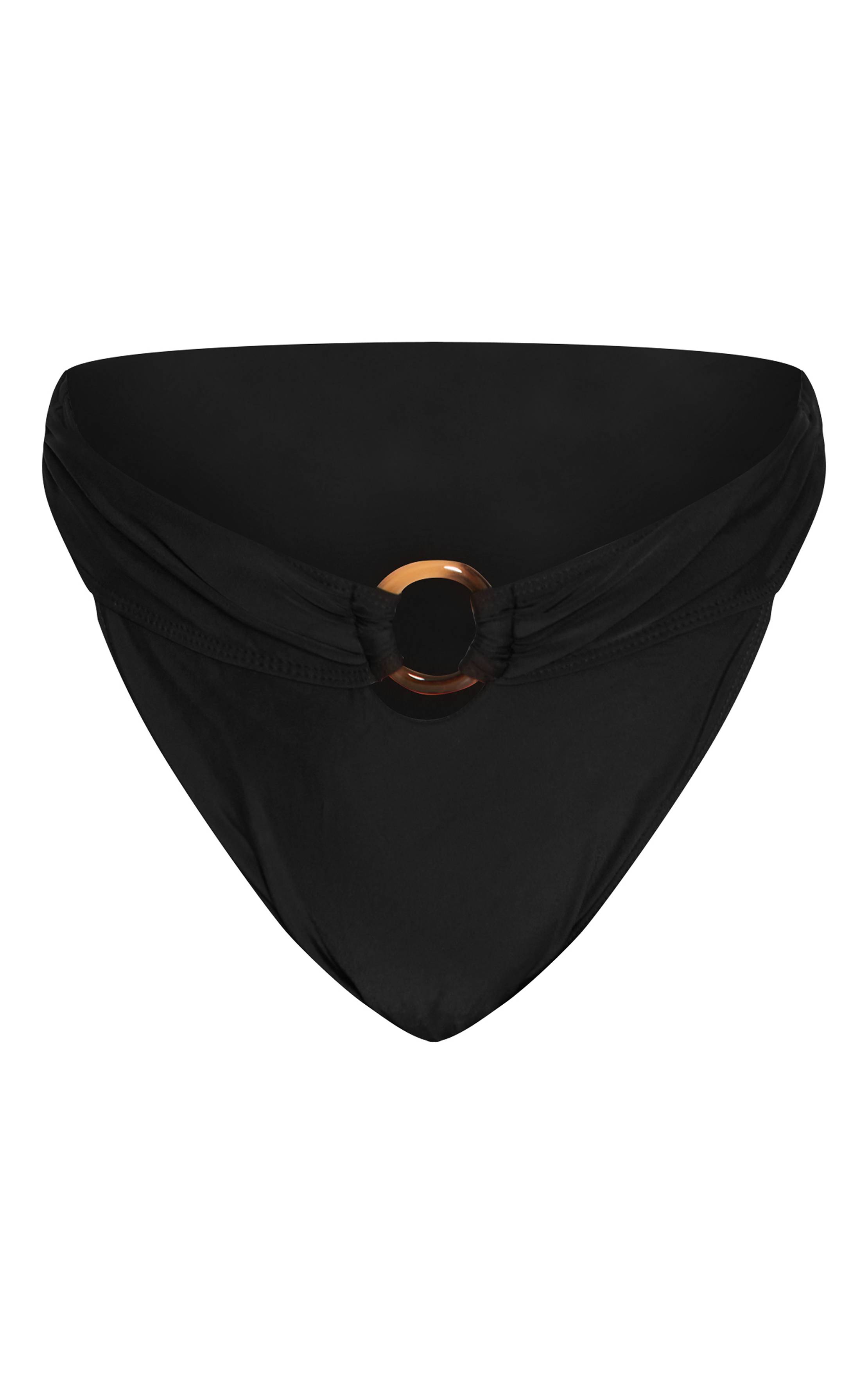 Noir Bas De Bikini Tanga Grande Taille Avec Détails Anneaux En O