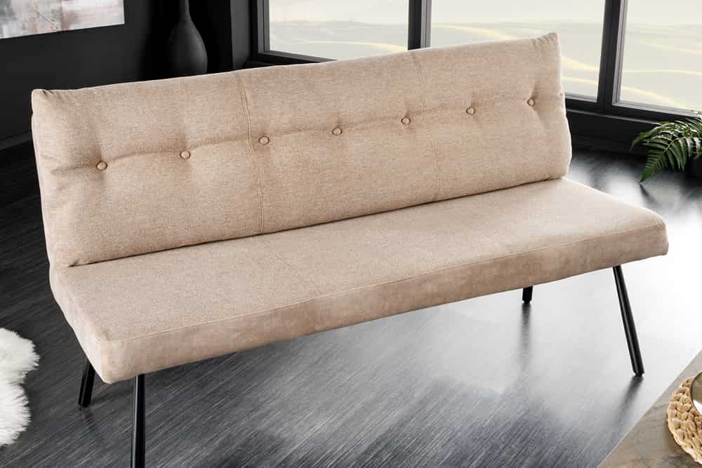 Moderne Sitzbank BIG GEORGE 160cm champagner beige Samt Strukturstoff Taschenfederkern