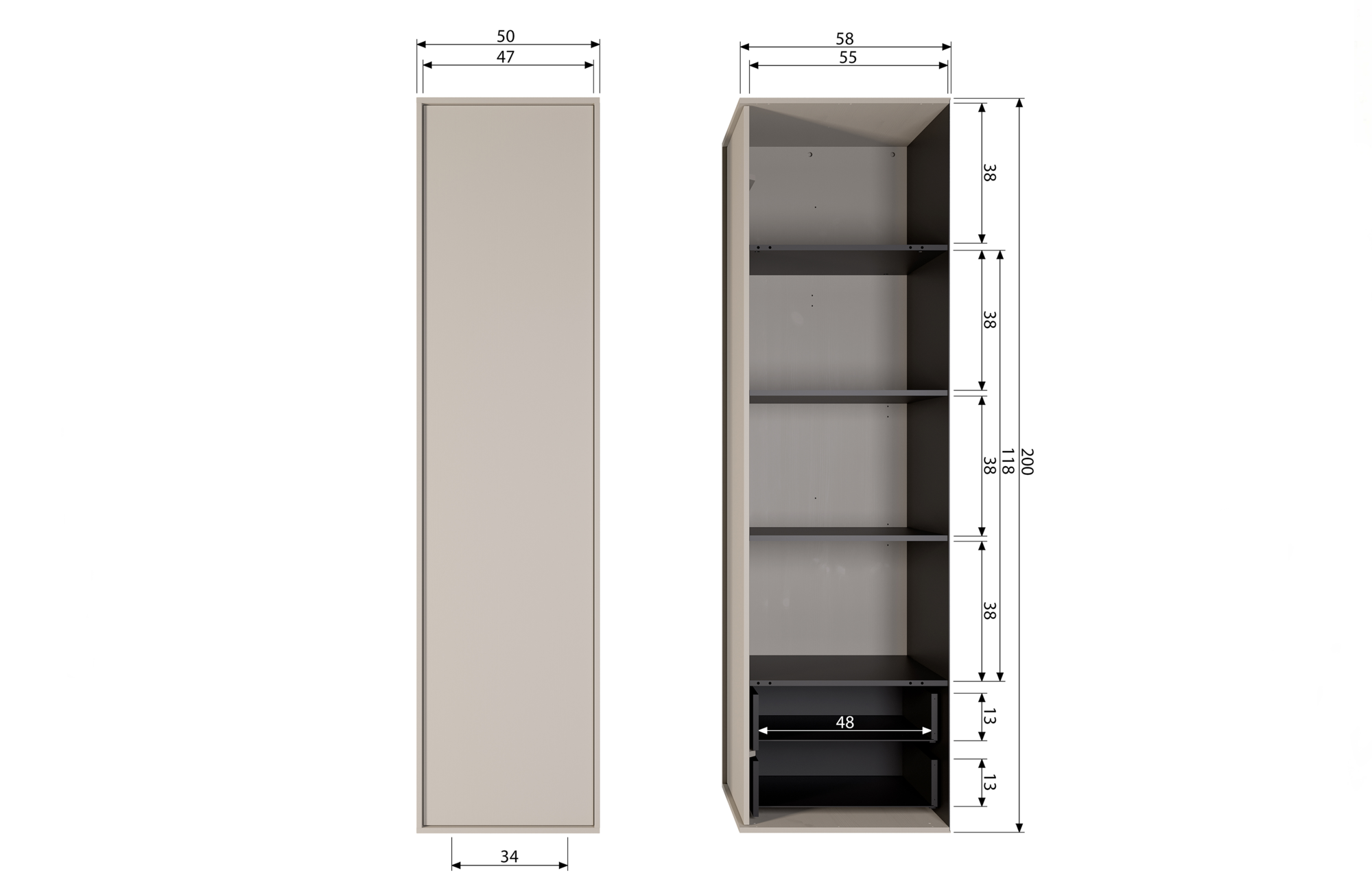Closet single Daily Daily Closet Single 200x50cm