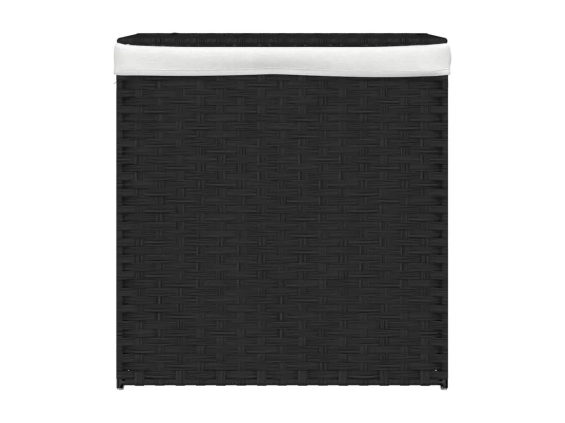 Panier à linge avec 2 sections noir 53x35x57 résine tressée