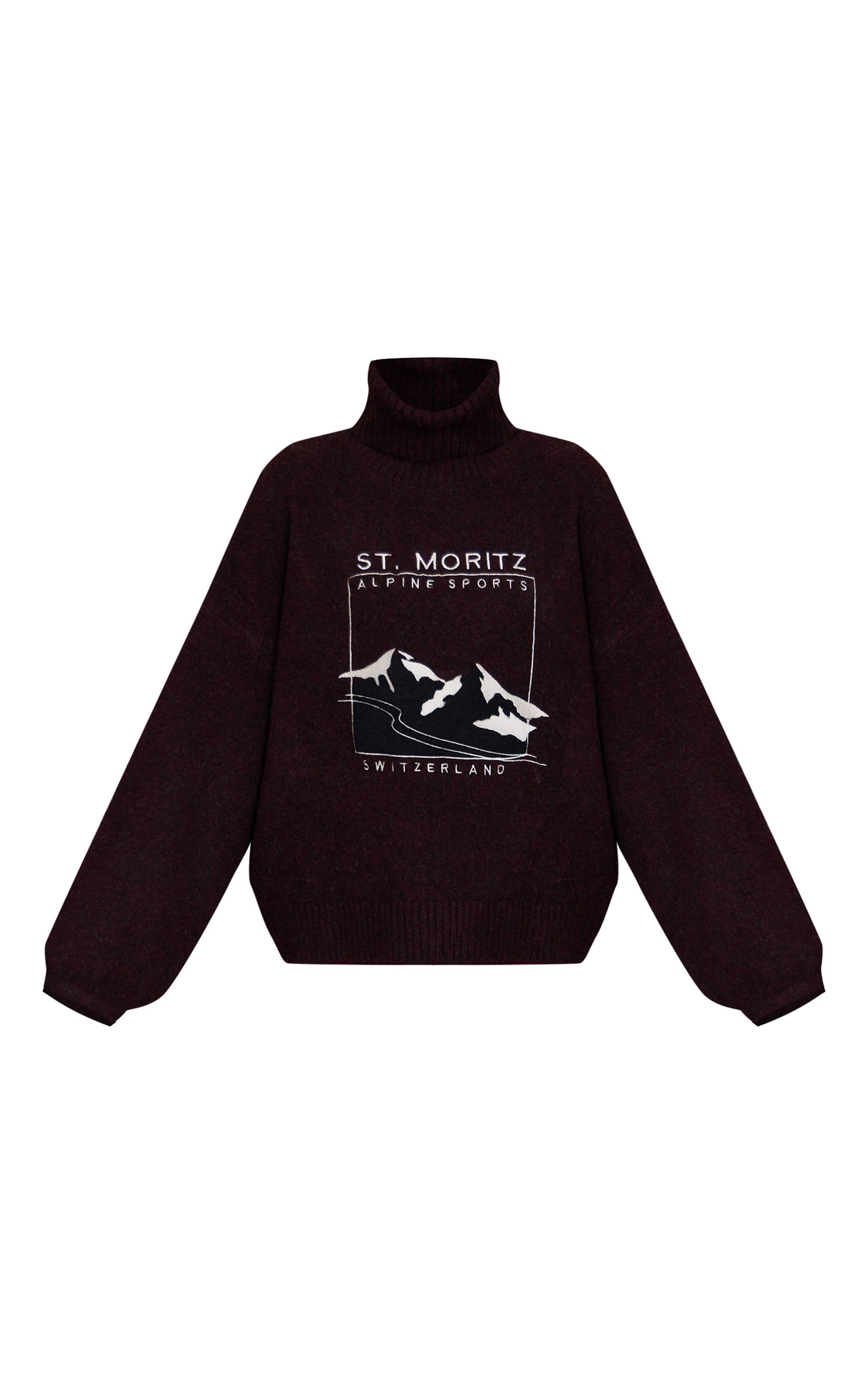 Prune Synthétiquell Col Roulé En Maille Moritz À Slogan