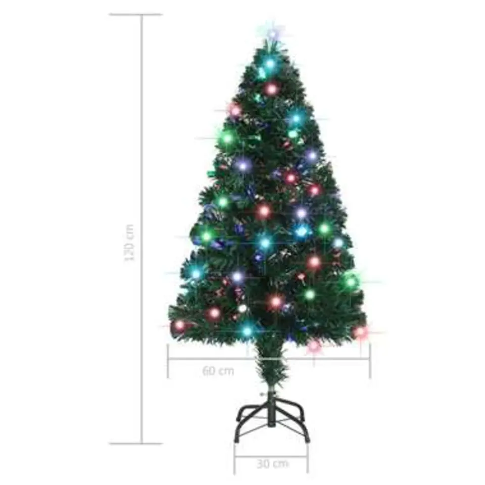 vidaXL Kunstkerstboom met standaard/LED 120 cm glasvezel